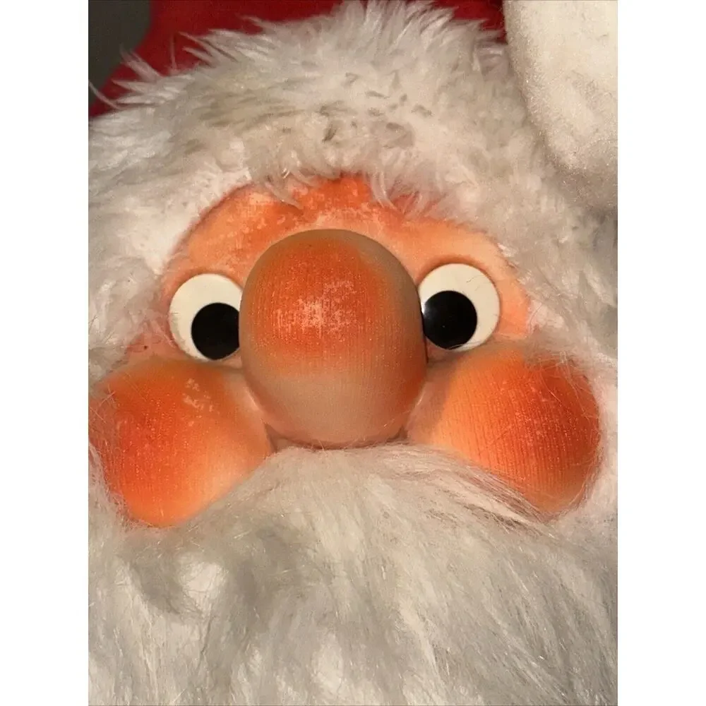 VINTAGE 1984 Rennoc Standing Fat Santa Plush Figure Chubby 15x8